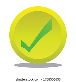 Green check button isolated circle colored yellow gradation with white background color, button design that can be used for applications, web, and templates, agree, accept, enter, or yes button