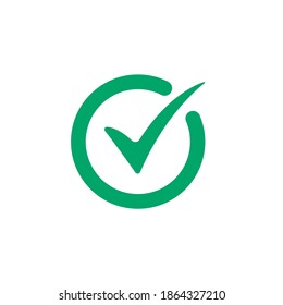 Vector de icono de verificación verde en fondo blanco