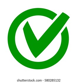Green Check list button icon vector eps10. Check mark in round sign.