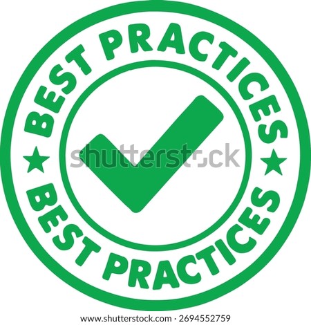 Green Check Mark Best Practices Seal Isolated on White Background stamp approval