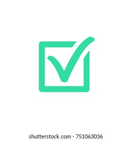 Green check mark in box - vector icon