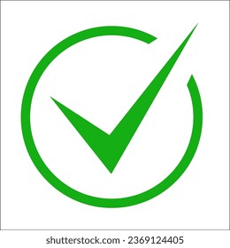 Green check mark in the circle icon isolated vector image
