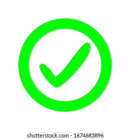 green check mark with green circle logo isolated on white background. vector illustration