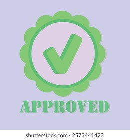 Green check mark in a circle with scalloped border and the word APPROVED