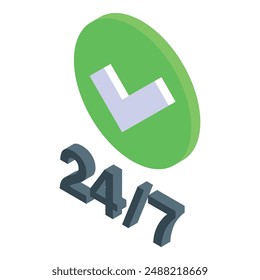 Green check mark confirms availability 24 hours a day and 7 days a week