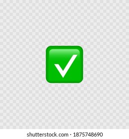 Green check mark emoji icon. Isolated. Vector