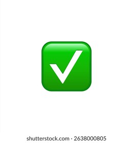 Green check mark emoji icon. Isolated. Vector 10 eps.