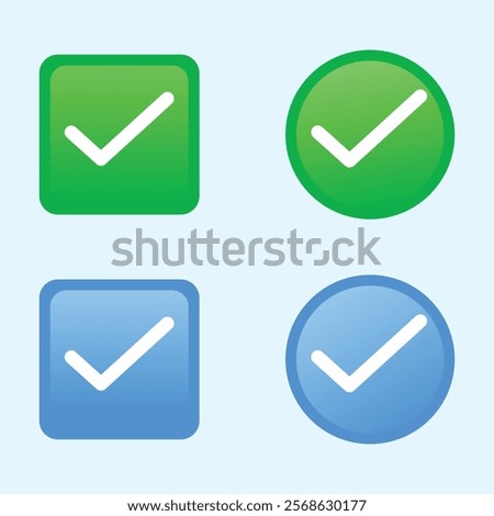 Green check mark emoji icon. Isolated. Vector