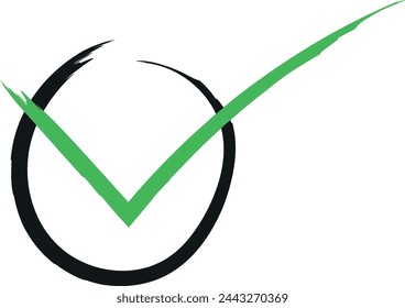 Green check mark encircled, symbolizing approval or completion.