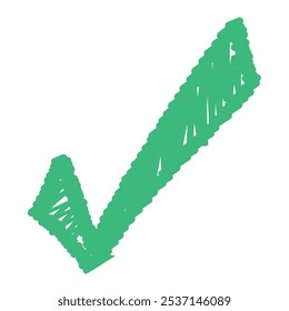 green check mark hand drawn isolated