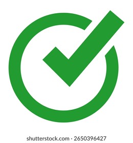 Green check mark icon, approval tick sign