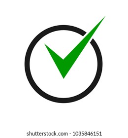 Green check mark icon in a black circle. Check list button icon