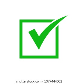 Green check mark icon in a box. check list button icon. check icon vector.