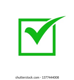 Green check mark icon in a box. check list button icon. check icon vector.