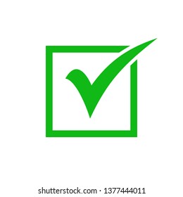 Green check mark icon in a box. check list button icon. check icon vector.