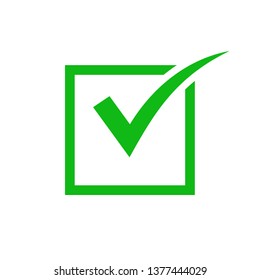 Green check mark icon in a box. check list button icon. check icon vector.