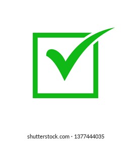 Green check mark icon in a box. check list button icon. check icon vector.