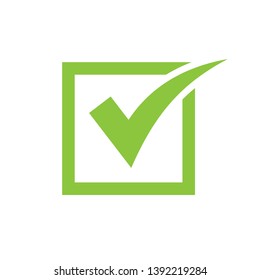 Green check mark icon in a box. Tick symbol in green color. check icon vector. check list button icon