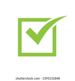 Green check mark icon in a box. Tick symbol in green color. check icon vector. check list button icon