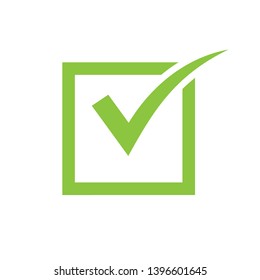 Green check mark icon in a box. Tick symbol in green color. check icon vector. check list button icon