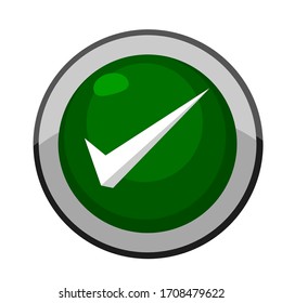 Green check mark icon in a box. Tick symbol in green color, vector illustration.