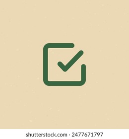 Green check mark icon in a box. Tick symbol in green and red color, Stock vector illustration isolated