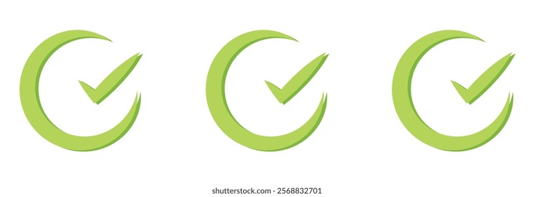Green check mark icon in a box. Tick symbol in green color, vector illustration. . Check box icon with right or yes check mark icons, eps 10