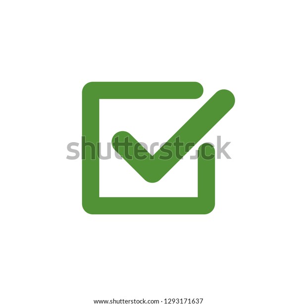 ボックスに緑のチェックマークアイコン 黒い色の目盛りの記号 ベクターイラスト のベクター画像素材 ロイヤリティフリー