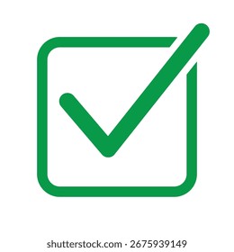 Botão de ícone de marca de seleção verde para escolha e aprovação corretas