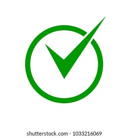 Green check mark icon in a circle. Check list button icon