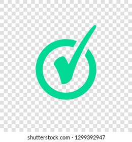Green Check Mark Icon in Circle. Tick Symbol