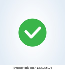 Green Check Mark Icon In A Circle. Tick Symbol In Green Color, Vector Illustration