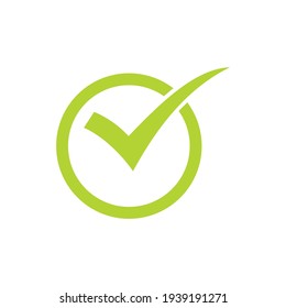 Green check mark icon in a circle. Check list button icon