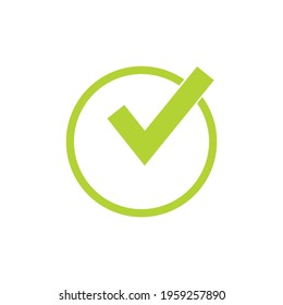 Green check mark icon in a circle. Check list button icon
