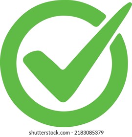 Icono de marca de verificación verde en un círculo. Símbolo de marca en color verde, ilustración vectorial.