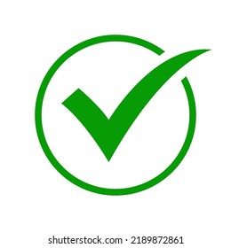 Green check mark icon in a circle. Check list button icon