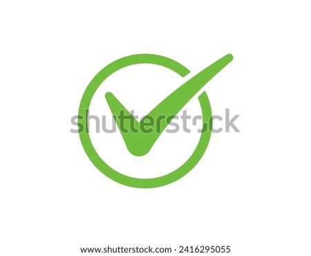 Green check mark icon. Circle vector illustration