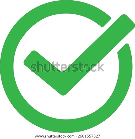 Green check mark icon in a circle. Tick symbol in green color, Success symbol for website computer and mobile vector illustrator