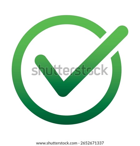 Green check mark icon in a circle. Tick symbol in green color, vector illustration. Check mark icon symbol vector. Symbol for website computer, mobile and app. EPS 10