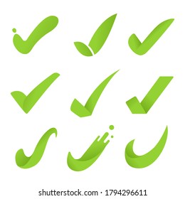 Green check mark icon collection vector For checking information