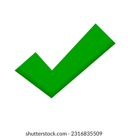 Green check mark icon. Correct answer or complete. Done. Vector.