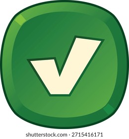 Ícone de marca de seleção verde indicando aprovação ou conclusão.