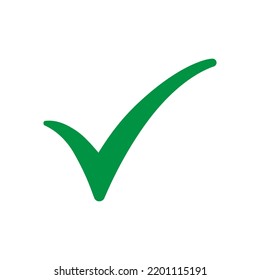 Icono de marca de verificación verde aislado en fondo blanco.Icono de verificación de moda en estilo plano. Plantilla para aplicación, ui y logotipo.Marque el icono de su sitio web, oficina.