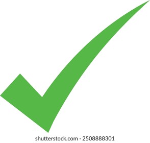 Green check mark icon isolated on white background.	