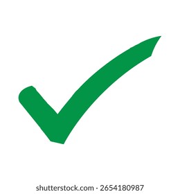 Icono verde de la marca de verificación aislado en el fondo blanco.