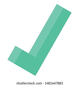Green check mark icon. Isometric of green check mark vector icon for web design isolated on white background
