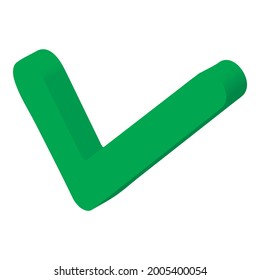 Green check mark icon isometric vector. Tick symbol. Approval, acceptance, concept choose