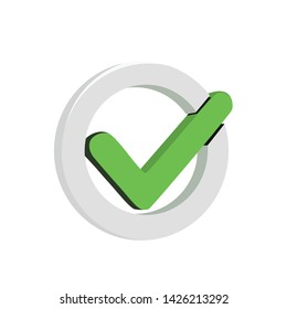 
green check mark icon on white background vetkor