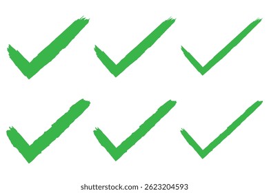 green check mark icon on round circle, isolated background eps file type flat style tick icon for web site design, logo, app, UI design. hand drawn green checkmark.