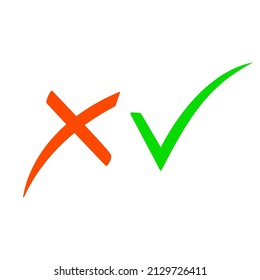 Green check mark icon and red cross mark. checklist signs, approval badge, vector illustration